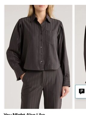 Derek Lam Grey Pinstripe Button-Front Blazer Jacket